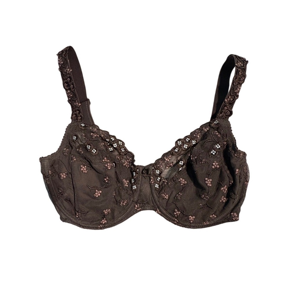 PrimaDonna Gray Floral Embroidered Full Coverage Underwire Bra 34F UK 75F EU